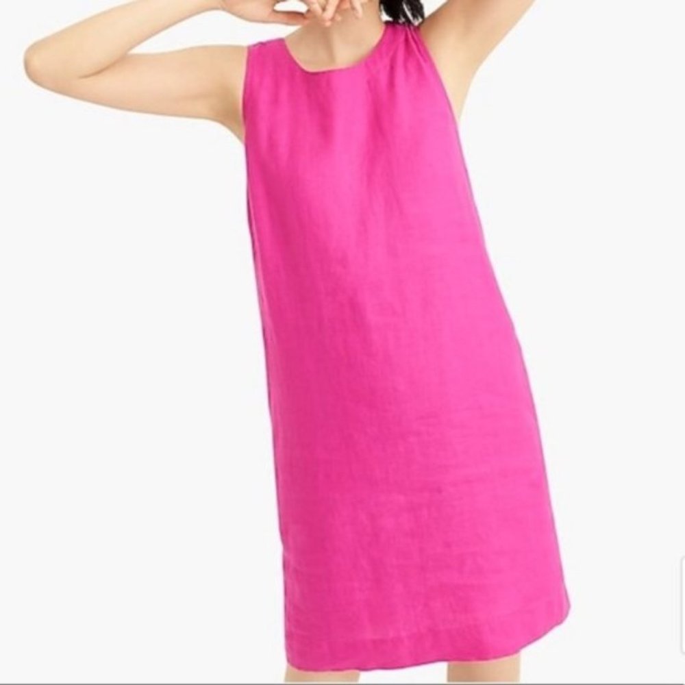 J. Crew Franco Button Back Linen Shift Dress